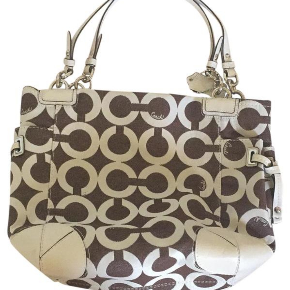 Coach M10-93-14573 Brown/ White Tote